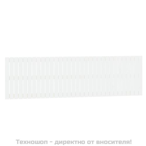 Стенна табла за спалня, бяла, 204x3x60 см, борово дърво масив
