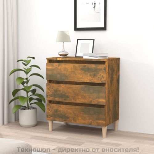 Сайдборд, опушен дъб, 60x35x69 см, инженерно дърво