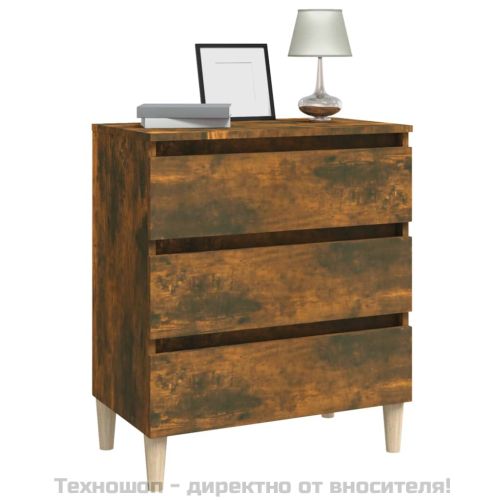 Сайдборд, опушен дъб, 60x35x69 см, инженерно дърво