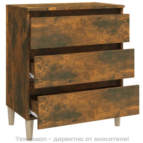 Сайдборд, опушен дъб, 60x35x69 см, инженерно дърво