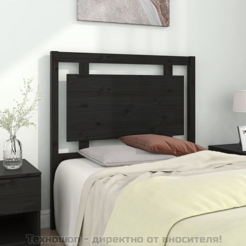 Горна табла за легло, черна, 95,5x4x100 см, бор масив
