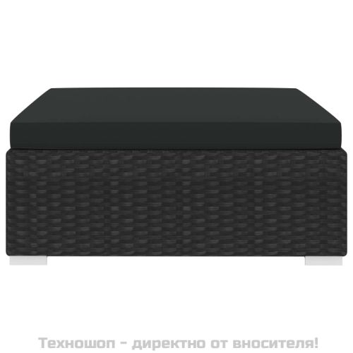 Модулна табуретка с възглавница, 1 бр, полиратан, черна