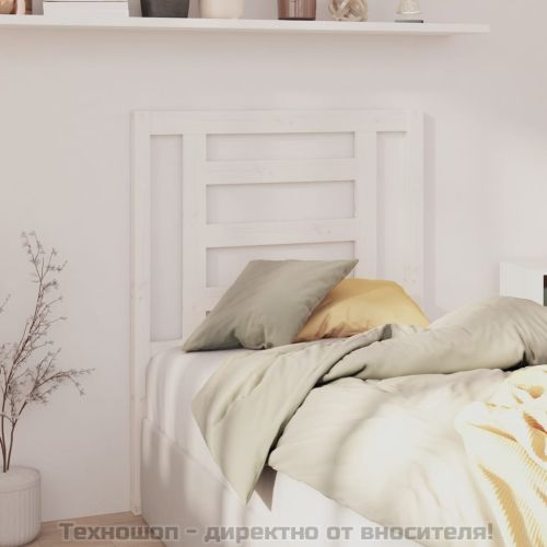 Горна табла за легло, бяла, 81x4x100 см, бор масив