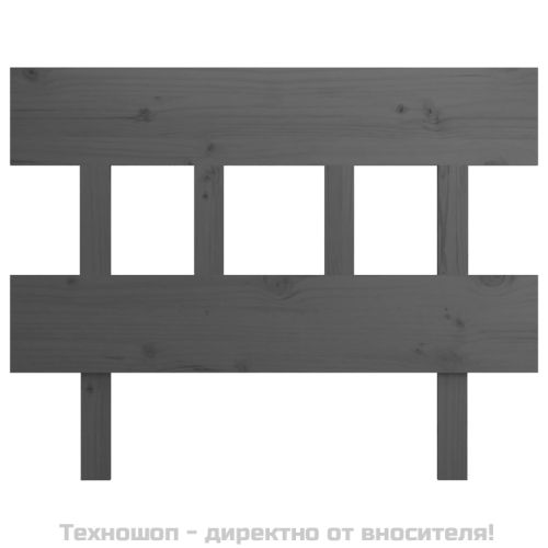 Горна табла за легло, сива, 103,5x3x81 см, бор масив