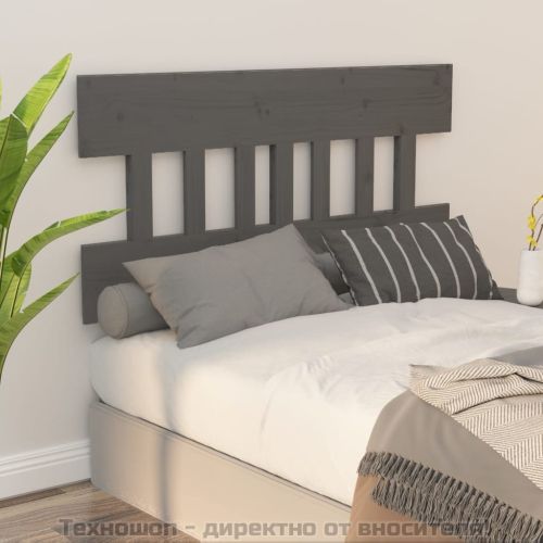 Горна табла за легло, сива, 153,5x3x81 см, бор масив