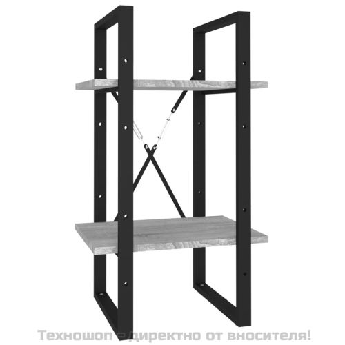 Библиотека на 2 нива, сив сонома, 40x30x70 см, инженерно дърво