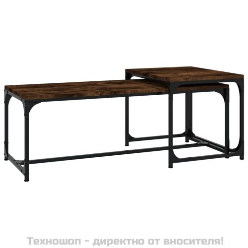 Кафе маси, 2 бр, опушен дъб, инженерно дърво