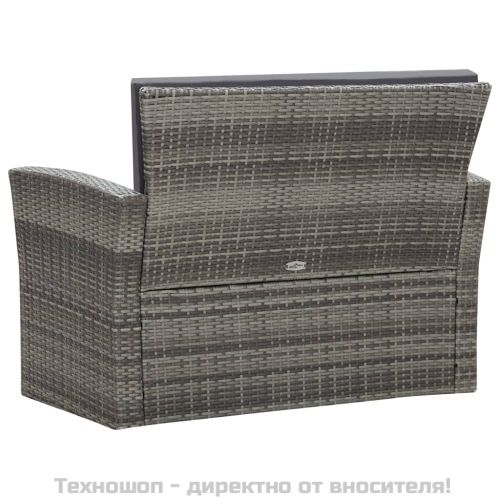 Градински комплект с възглавници, 4 части, полиратан, сив
