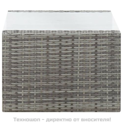 Градински комплект с възглавници, 4 части, полиратан, сив