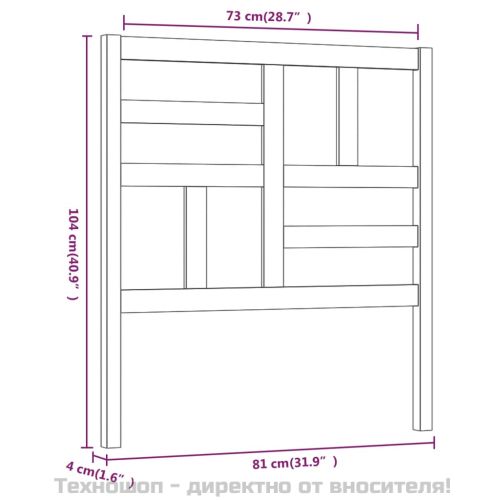 Горна табла за легло, 81x4x104 см, бор масив