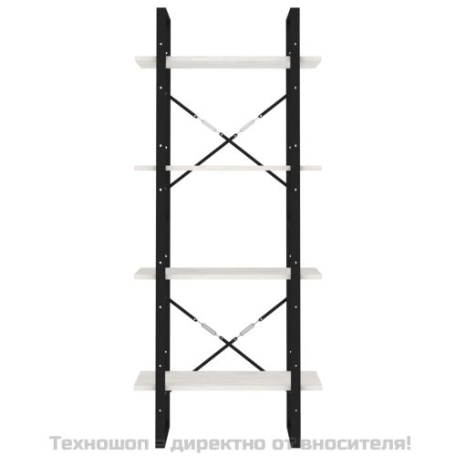 4-етажна библиотека, бяла, 60x30x140 см, борово дърво масив