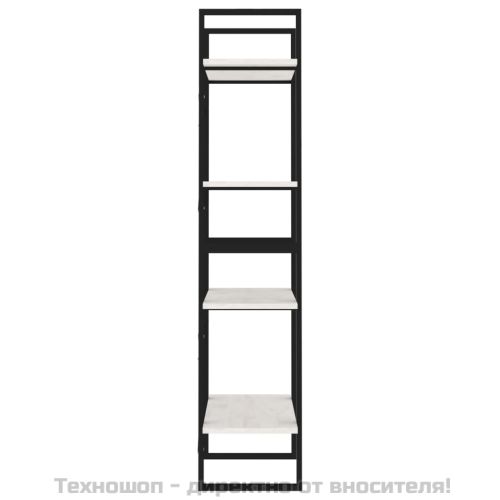 4-етажна библиотека, бяла, 60x30x140 см, борово дърво масив