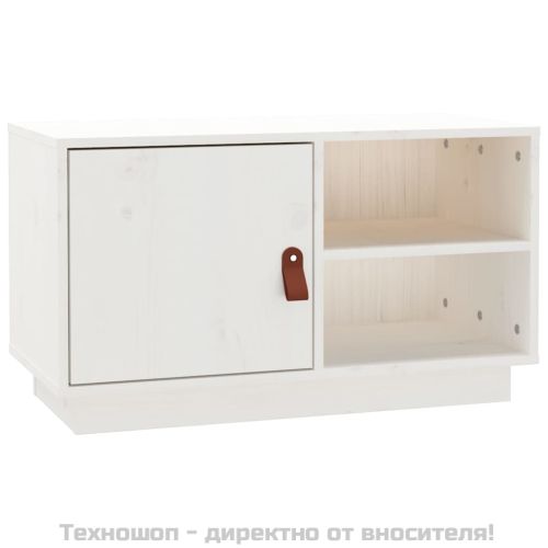 ТВ шкаф, бял, 70x34x40 см, бор масив