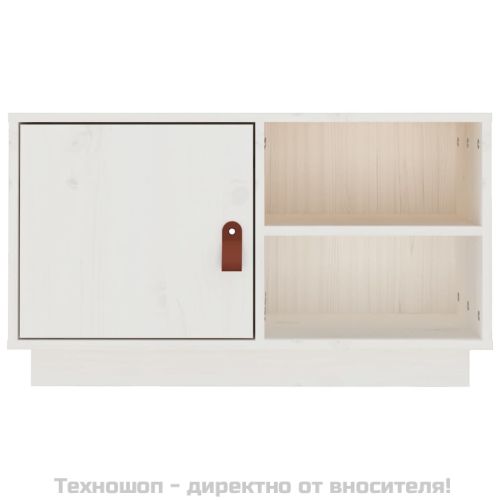 ТВ шкаф, бял, 70x34x40 см, бор масив