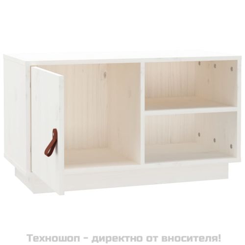 ТВ шкаф, бял, 70x34x40 см, бор масив