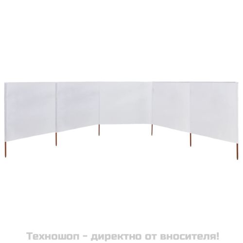 Параван против вятър от 5 панела текстил 600x120 см пясъчнобял