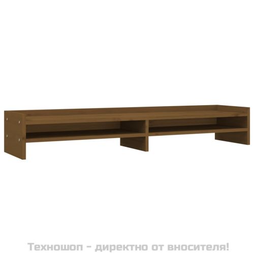 Поставка за монитор, меденокафява, 100x24x16 см, бор масив