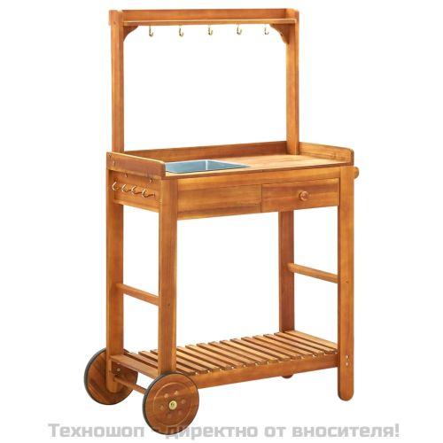 Количка за готвене на открито, акация масив, 92x43,5x141,5 cм