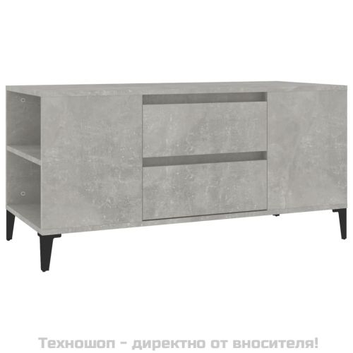 ТВ шкаф, бетонно сиво, 102x44,5x50 см, инженерно дърво