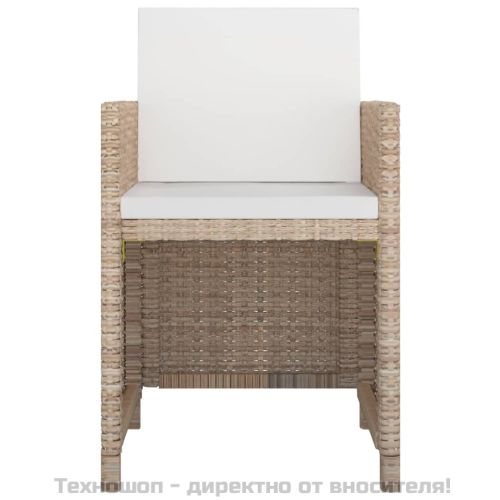 Градински комплект с възглавници, 11 части, бежов полиратан