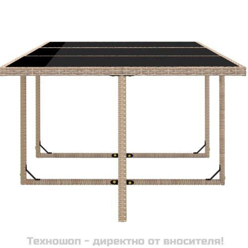 Градински комплект с възглавници, 11 части, бежов полиратан