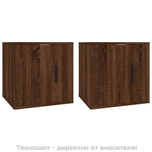 ТВ шкафове със стенен монтаж, 2 бр, кафяв дъб, 40x34,5x40 см