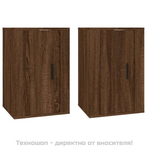 ТВ шкафове със стенен монтаж, 2 бр, кафяв дъб, 40x34,5x60 см