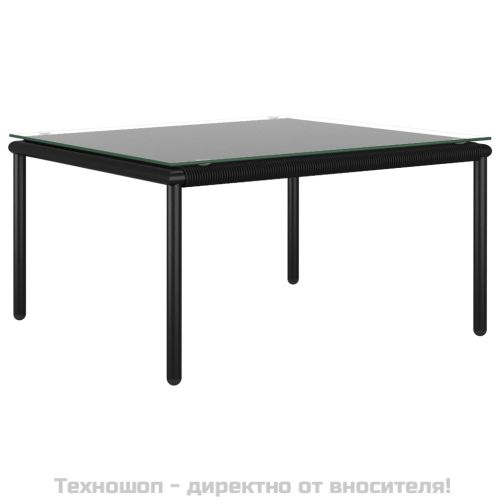 Градински комплект с възглавници, 6 части, черен, PVC