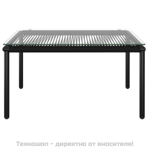 Градински комплект с възглавници, 6 части, черен, PVC