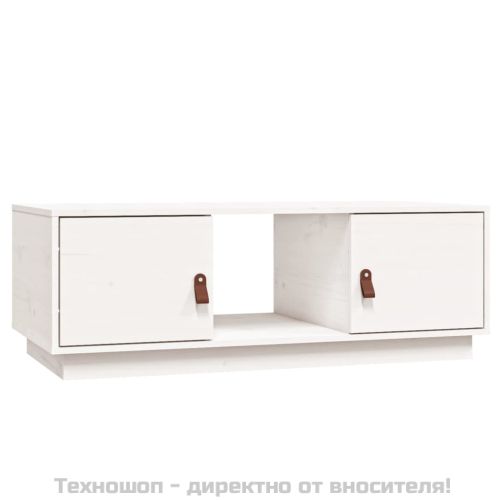 Кафе маса, бяла, 100x50x35 см, бор масив
