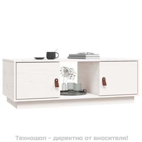 Кафе маса, бяла, 100x50x35 см, бор масив