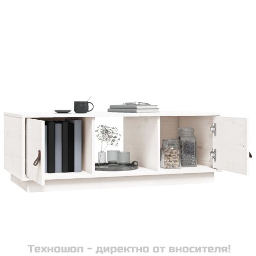 Кафе маса, бяла, 100x50x35 см, бор масив