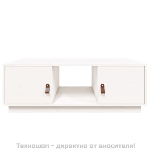 Кафе маса, бяла, 100x50x35 см, бор масив
