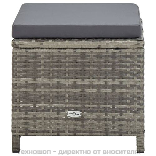 Градински комплект с възглавници, 9 части, полиратан, сив