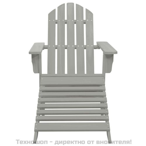 Градински стол с табуретка, дърво, сив