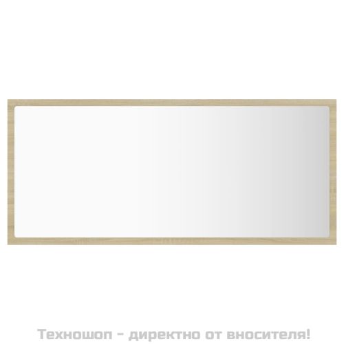LED огледало за баня, дъб сонома, 90x8,5x37 см, акрил