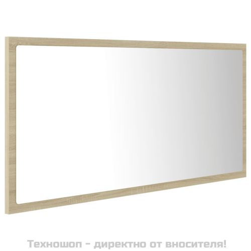 LED огледало за баня, дъб сонома, 90x8,5x37 см, акрил