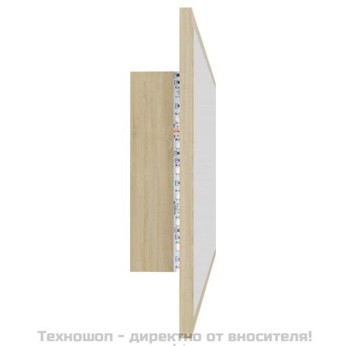 LED огледало за баня, дъб сонома, 90x8,5x37 см, акрил