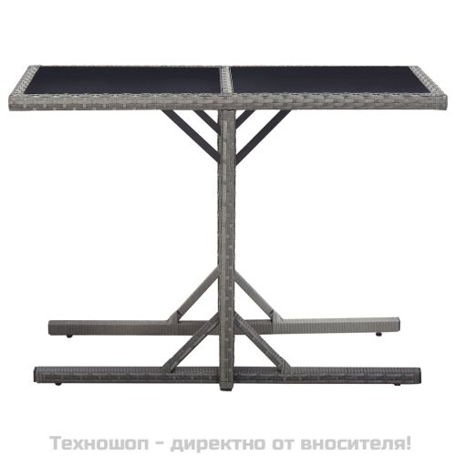Градинска маса, антрацит, 110x53x72 cм, полиратан, стъкло