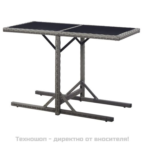 Градинска маса, антрацит, 110x53x72 cм, полиратан, стъкло