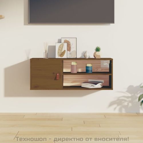 Стенен шкаф, меденокафяв, 80x30x30 см, борово дърво масив
