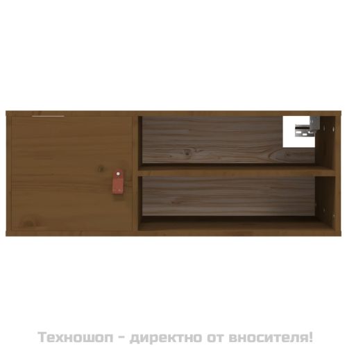 Стенен шкаф, меденокафяв, 80x30x30 см, борово дърво масив