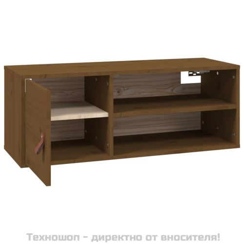 Стенен шкаф, меденокафяв, 80x30x30 см, борово дърво масив