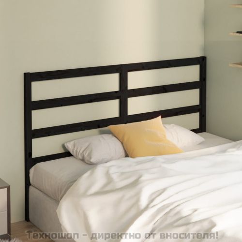 Горна табла за легло, черна, 166x4x100 см, бор масив