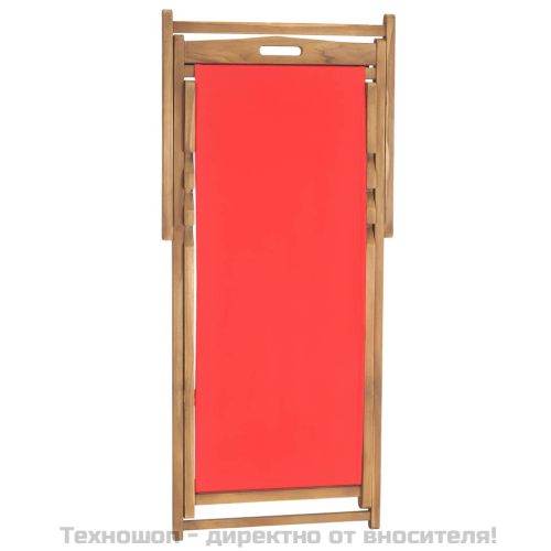 Сгъваем плажен стол, тиково дърво масив, червен