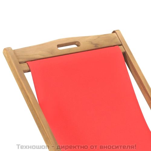 Сгъваем плажен стол, тиково дърво масив, червен