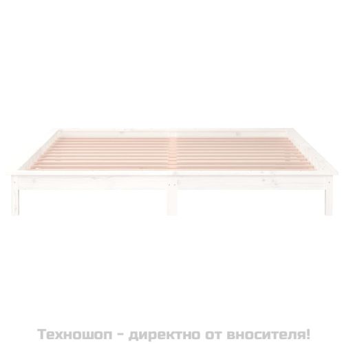 LED рамка за легло бяло 135x190 см Double масивно дърво