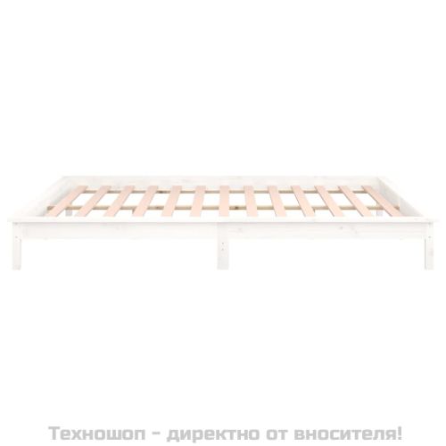 LED рамка за легло бяло 135x190 см Double масивно дърво
