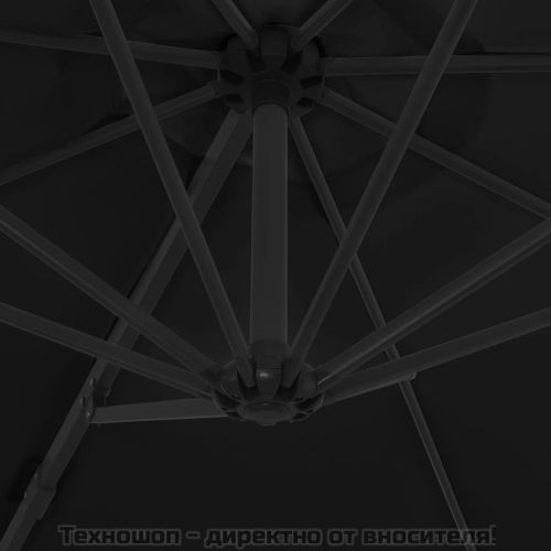 Конзолен градински чадър със стоманен прът, черен, 300 см