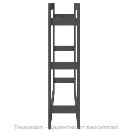 Поставка за дърва за огрев сива 100x25x100 см масивно дърво бор